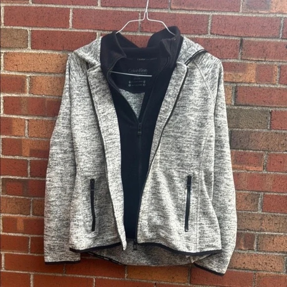 Calvin Klein Heathered Gray and Black Utility Jacket